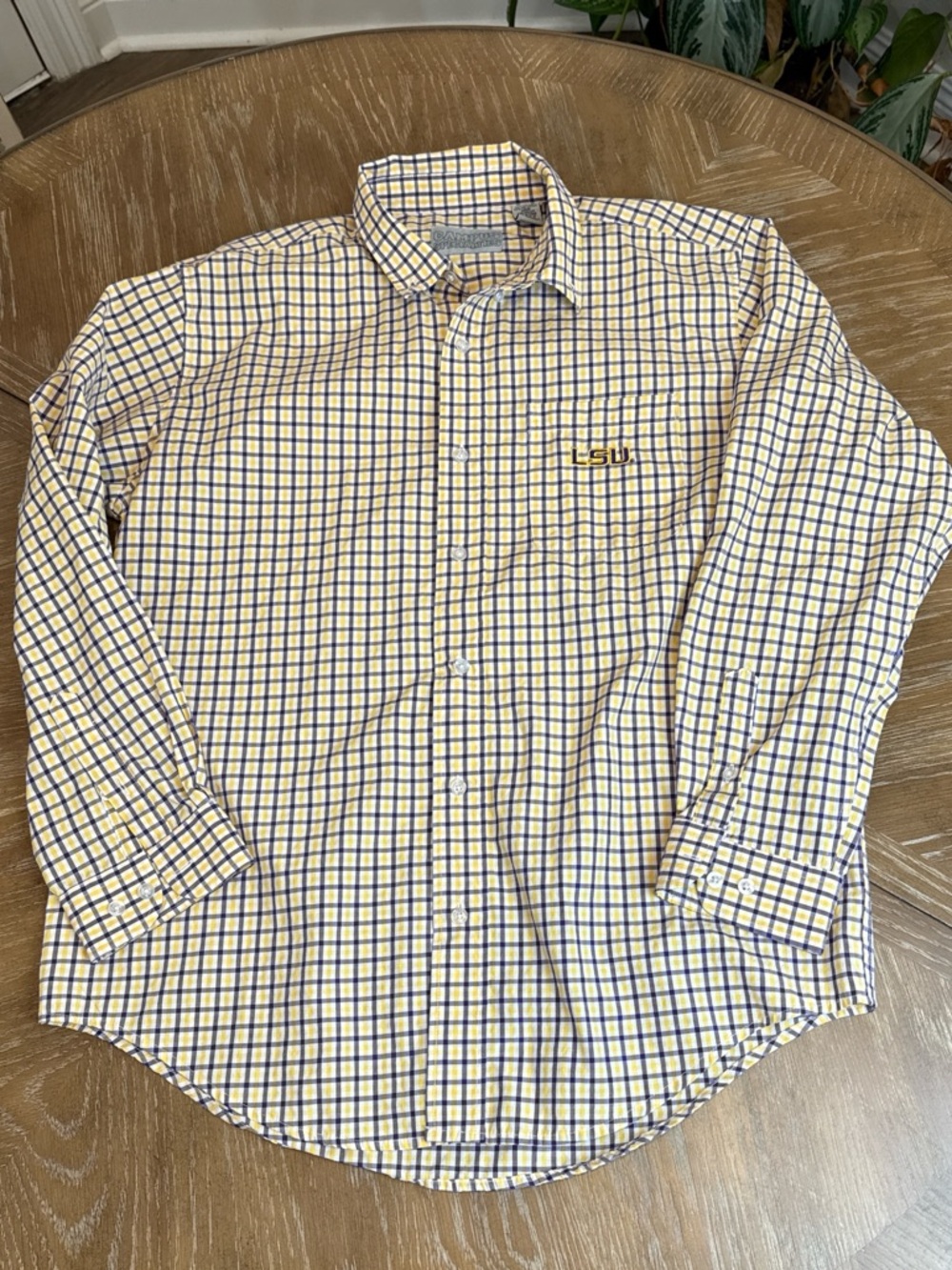 LSU Yellow & Purple Checked Long-Sleeve Shirt campus specialities
